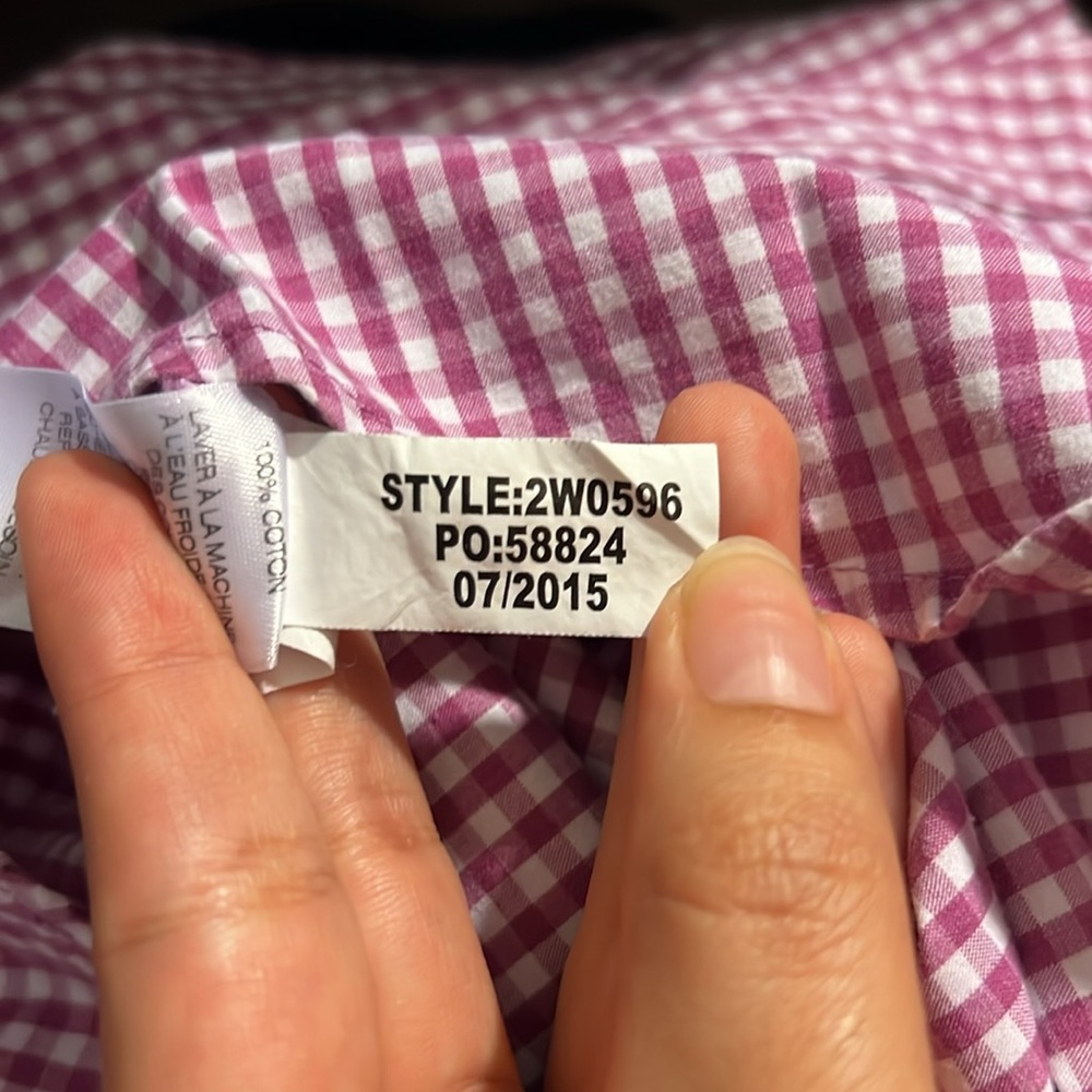 Vineyard Vines Purple Gingham Popover Button Shirt, Sz 00 - Picture 6 of 7